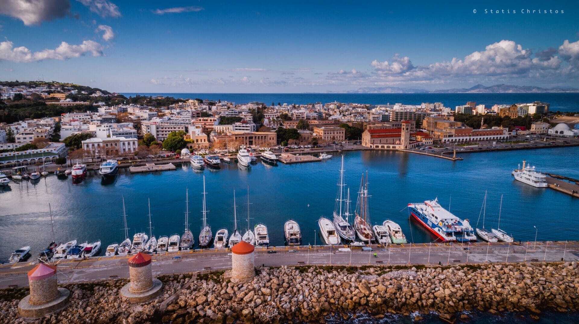 mandraki harbour view