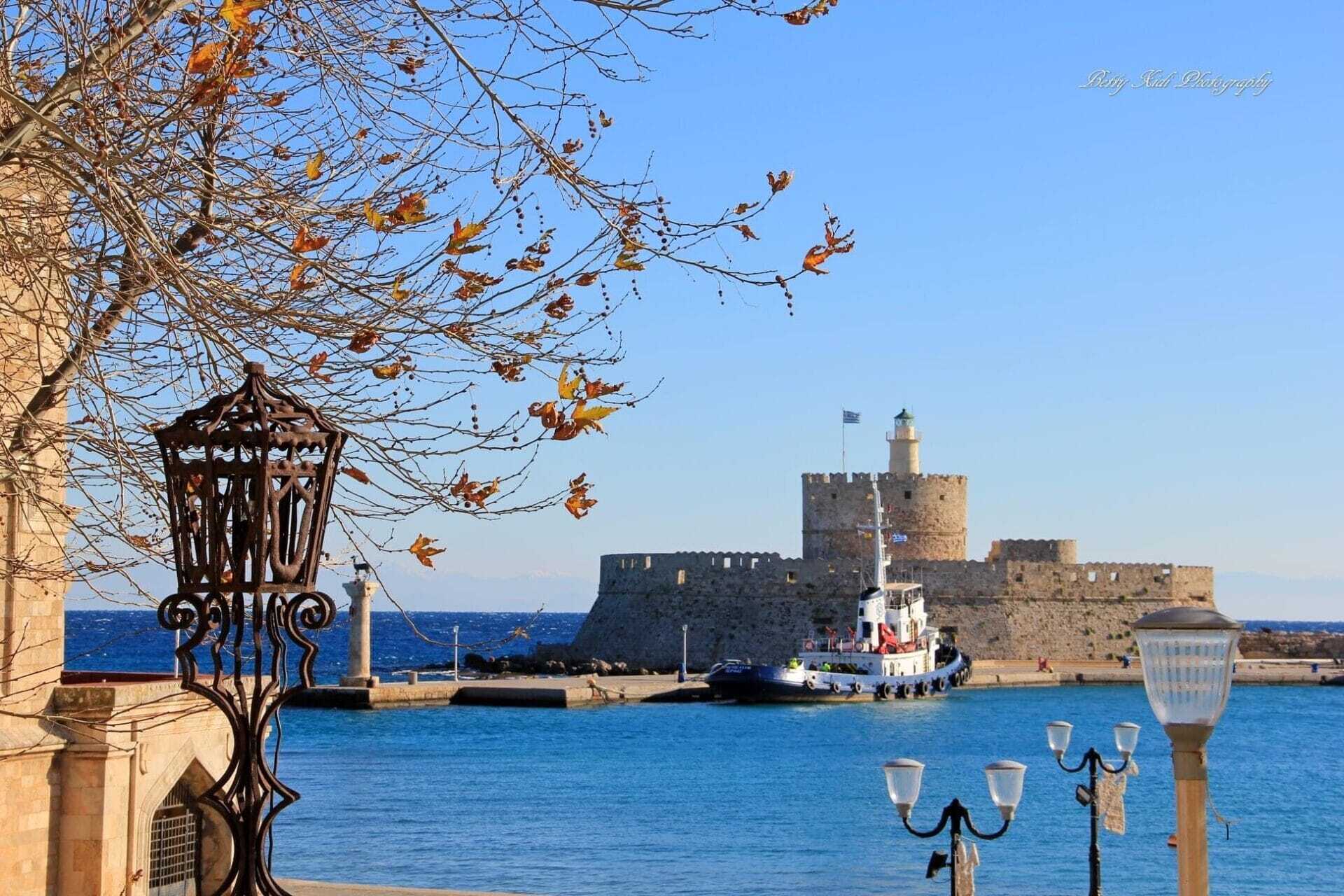 tower old town rhodes Kolymbia sea lines