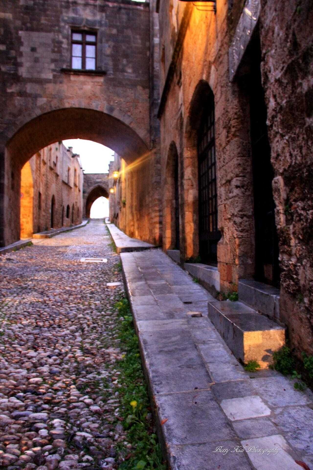 streets old town rhodes Kolymbia sea lines