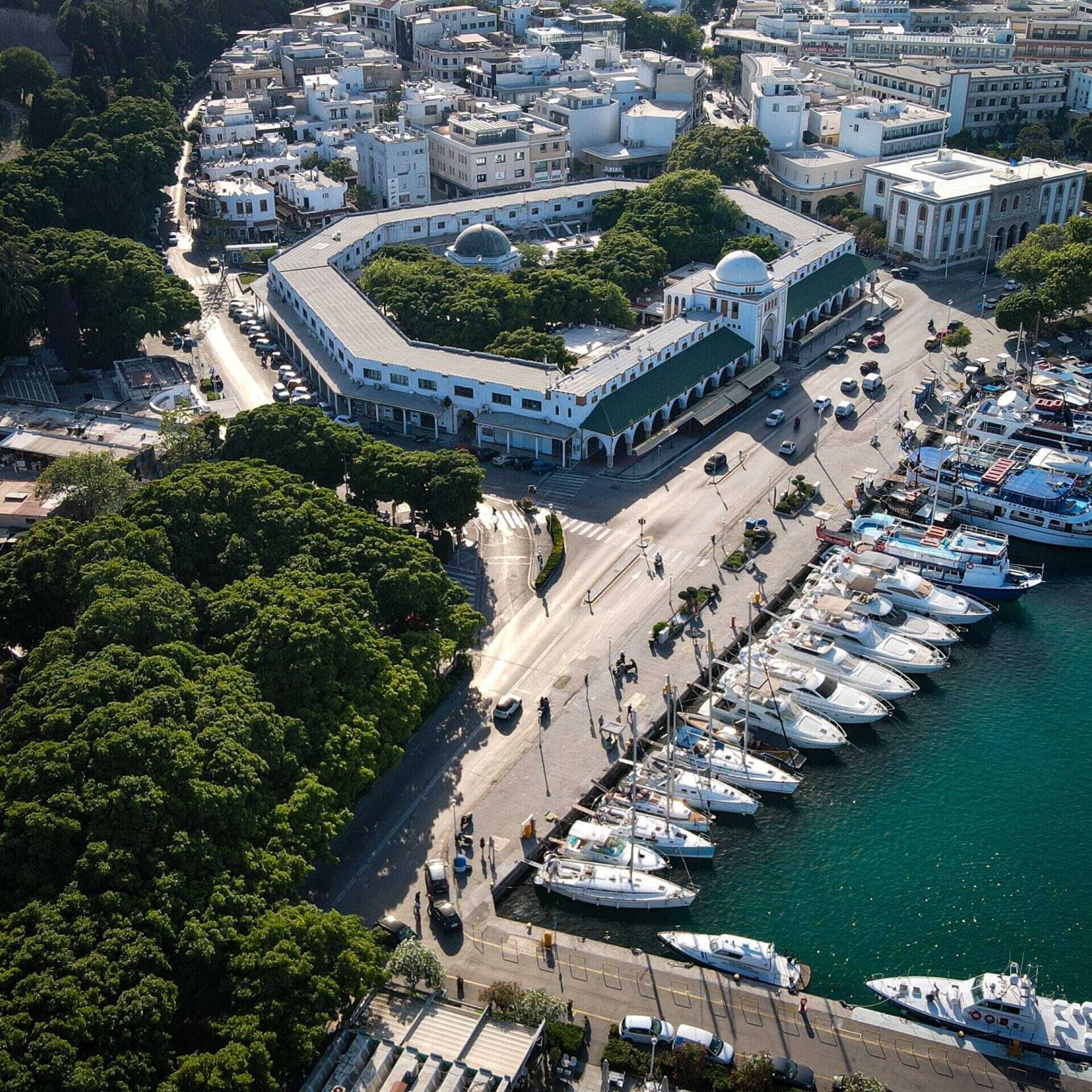 market town rhodes Kolymbia sea lines